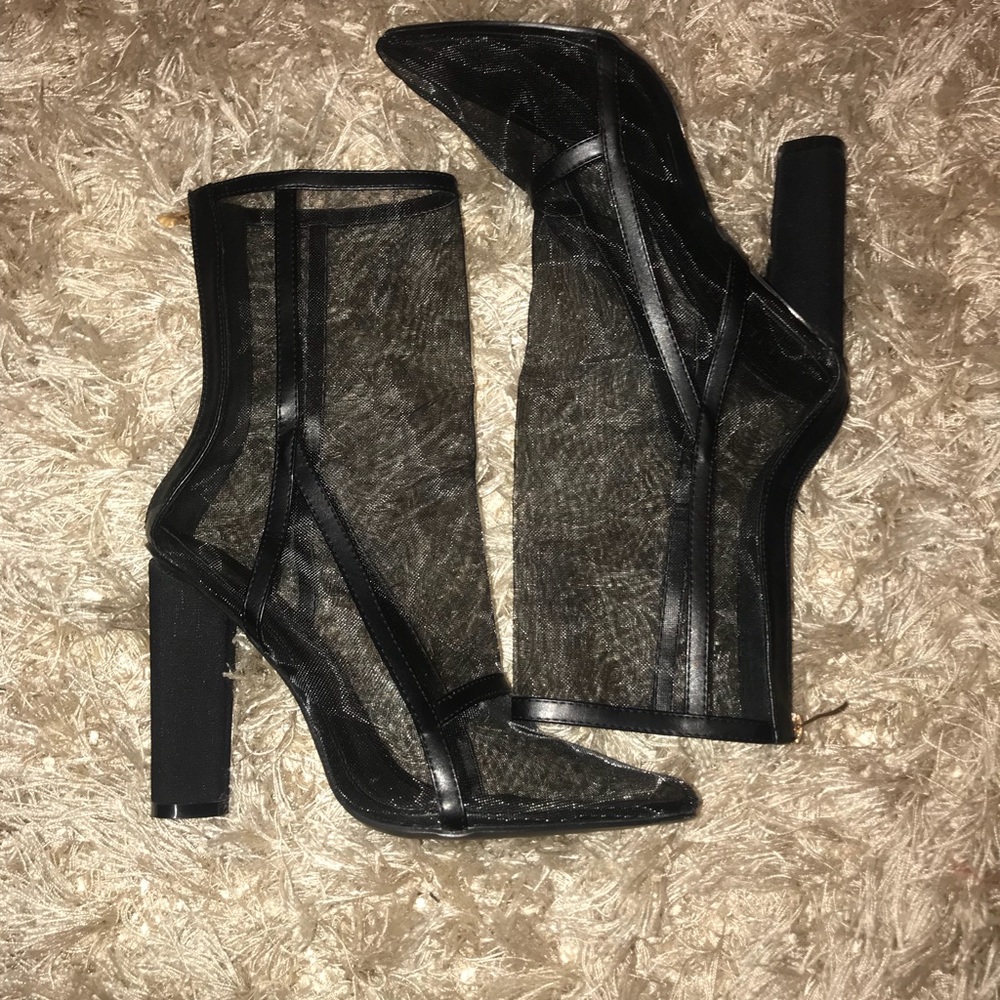 Black mesh booties